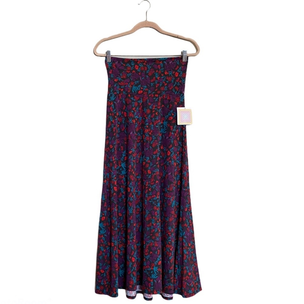LuLaRoe MAXI SKIRT Size XS Floral Black NWT